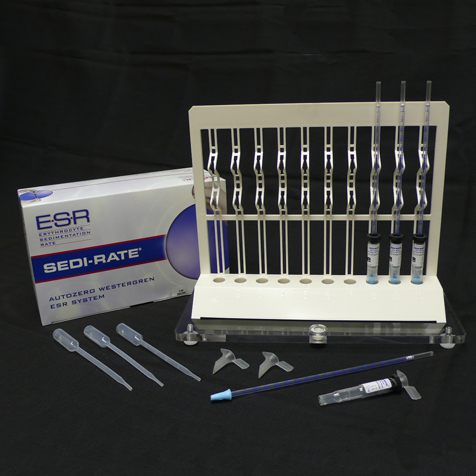 Globe Scientific ESR: Sedi-Rate Westergren Starter Kit, (Includes: 100 Test Kit, Rack, Leveling Support, ESR Pipettes & Funnels) ESR